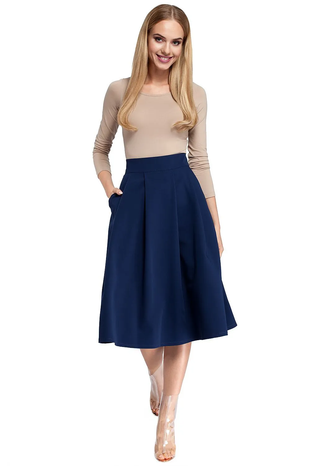 Elegant Pleated Flared Skirt