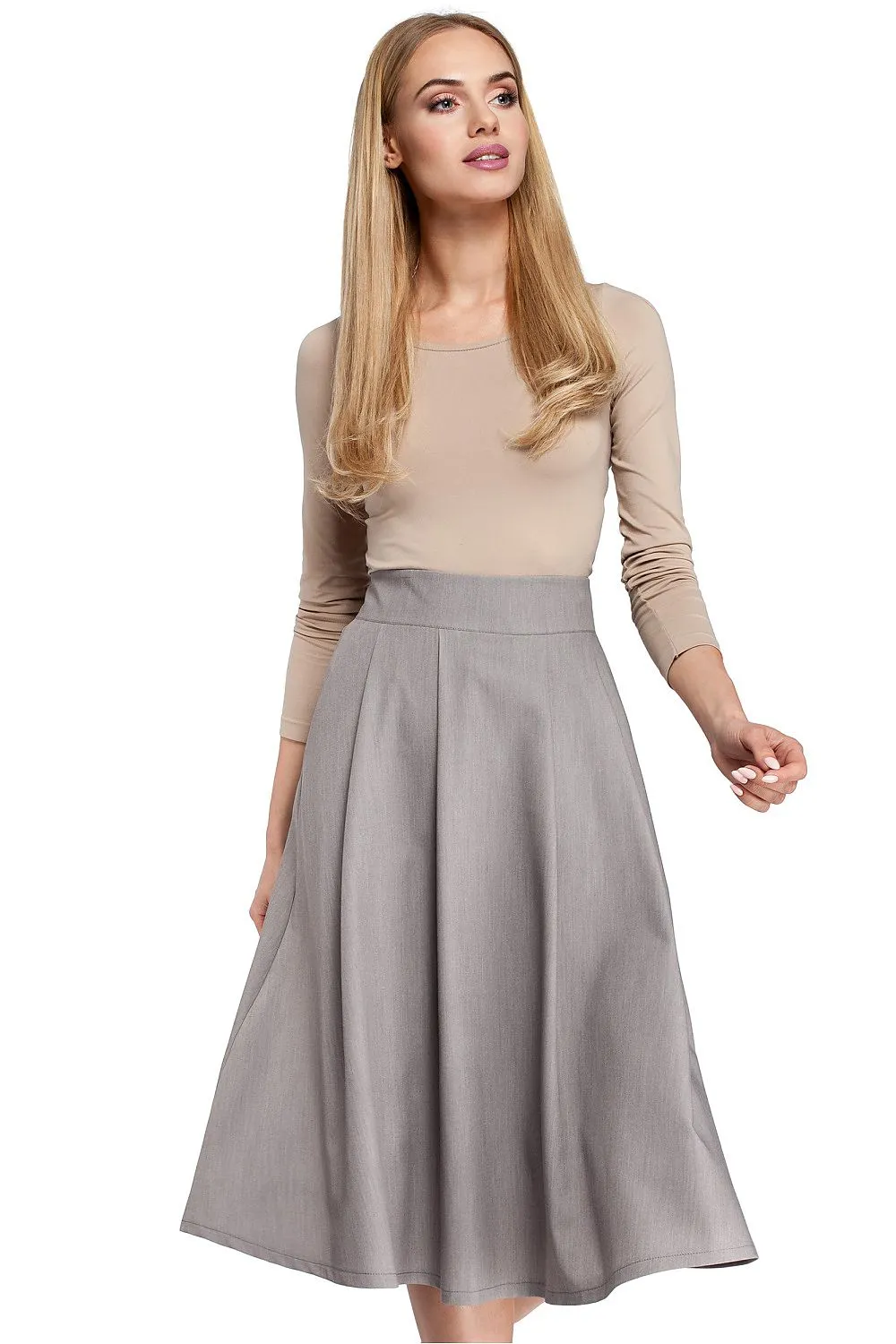Elegant Pleated Flared Skirt