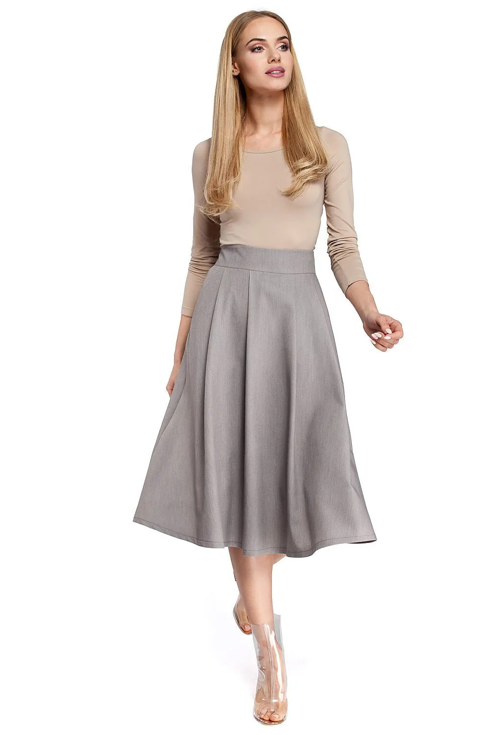 Elegant Pleated Flared Skirt