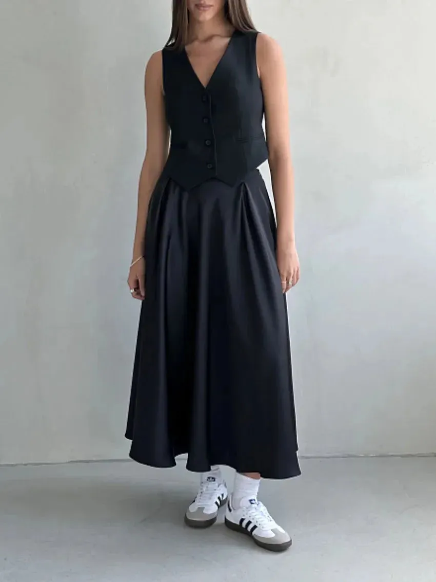 Elegant Satin Flare Maxi Skirts - 3 Colors