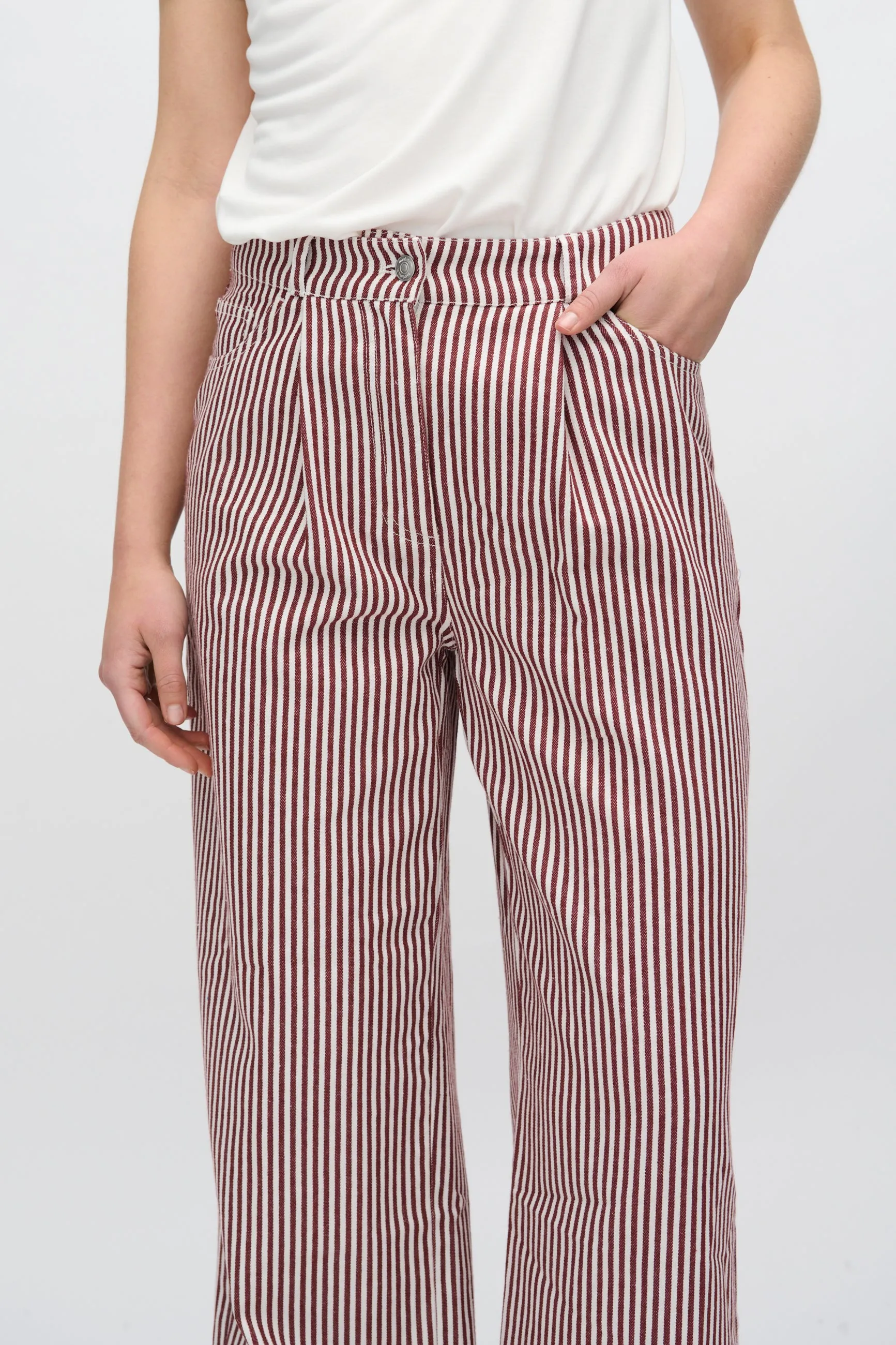 Elisa striped denim pants 4328 - Coco Milk