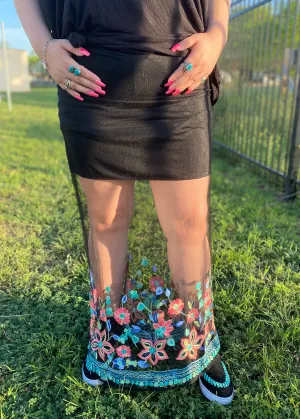 Embroidered Flower Skirt