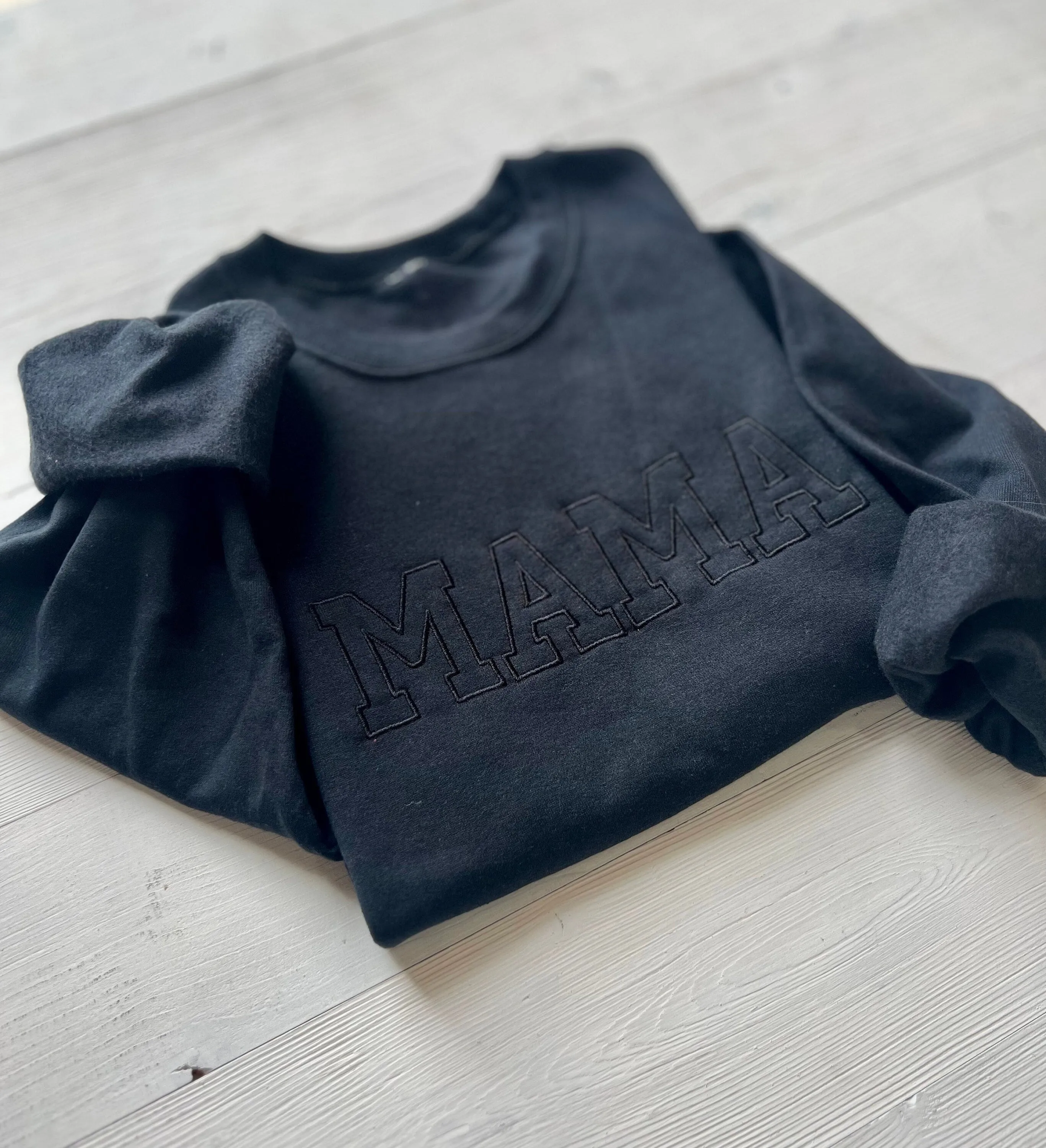 Embroidered Mama Black Sweatshirt for Birthday