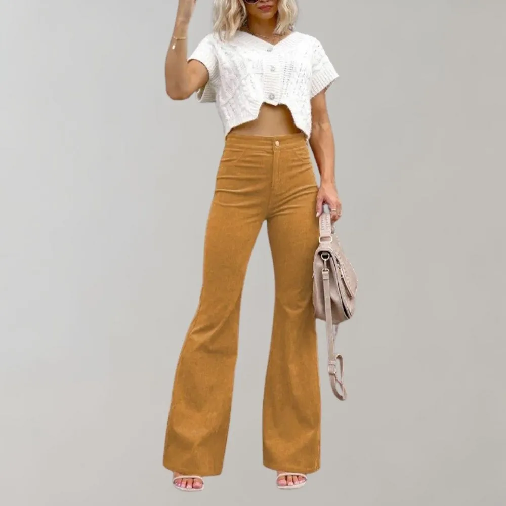 Emma | High Waist Flared Pants | Retro Elegance | Soft Cotton Blend
