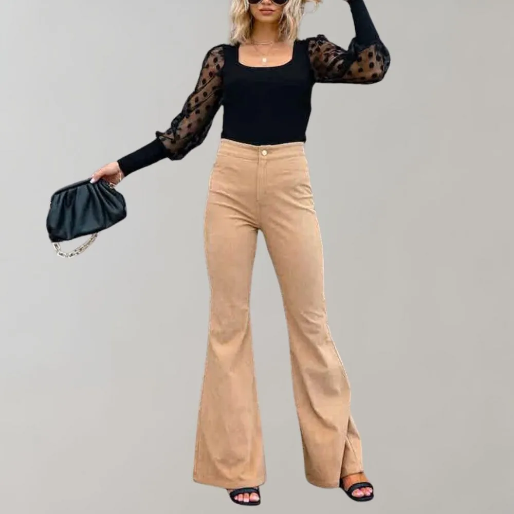 Emma | High Waist Flared Pants | Retro Elegance | Soft Cotton Blend