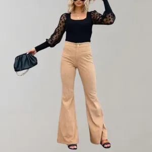 Emma | High Waist Flared Pants | Retro Elegance | Soft Cotton Blend
