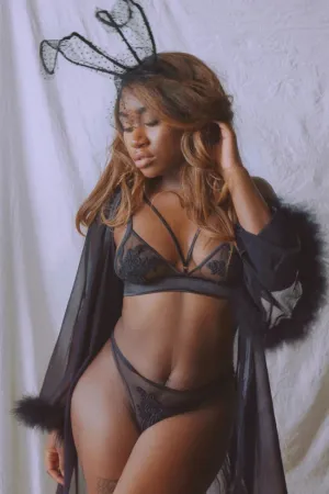 EMPRESS MIMI-Black Sheer Kimono Robe With Marabou Feather Trim