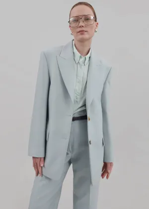 Emra Silk Blazer - Dusty Blue