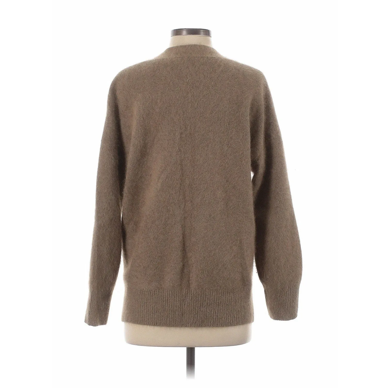 esthemis Women's Paris Cardigan Sweater – Tan Brown Raccoon Hair, V-Neck, Small