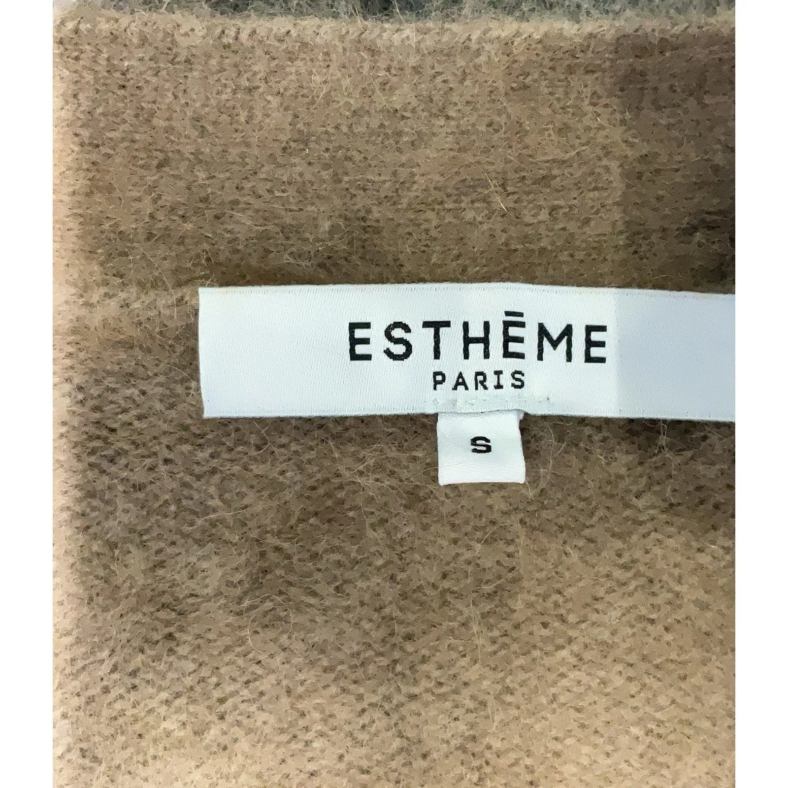 esthemis Women's Paris Cardigan Sweater – Tan Brown Raccoon Hair, V-Neck, Small