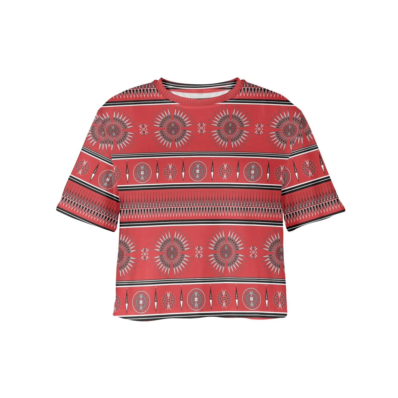 Evening Feather Wheel Blush Women's Cropped T-shirt