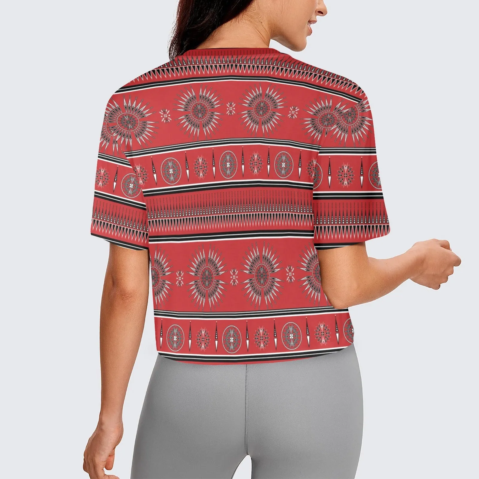 Evening Feather Wheel Blush Women's Cropped T-shirt