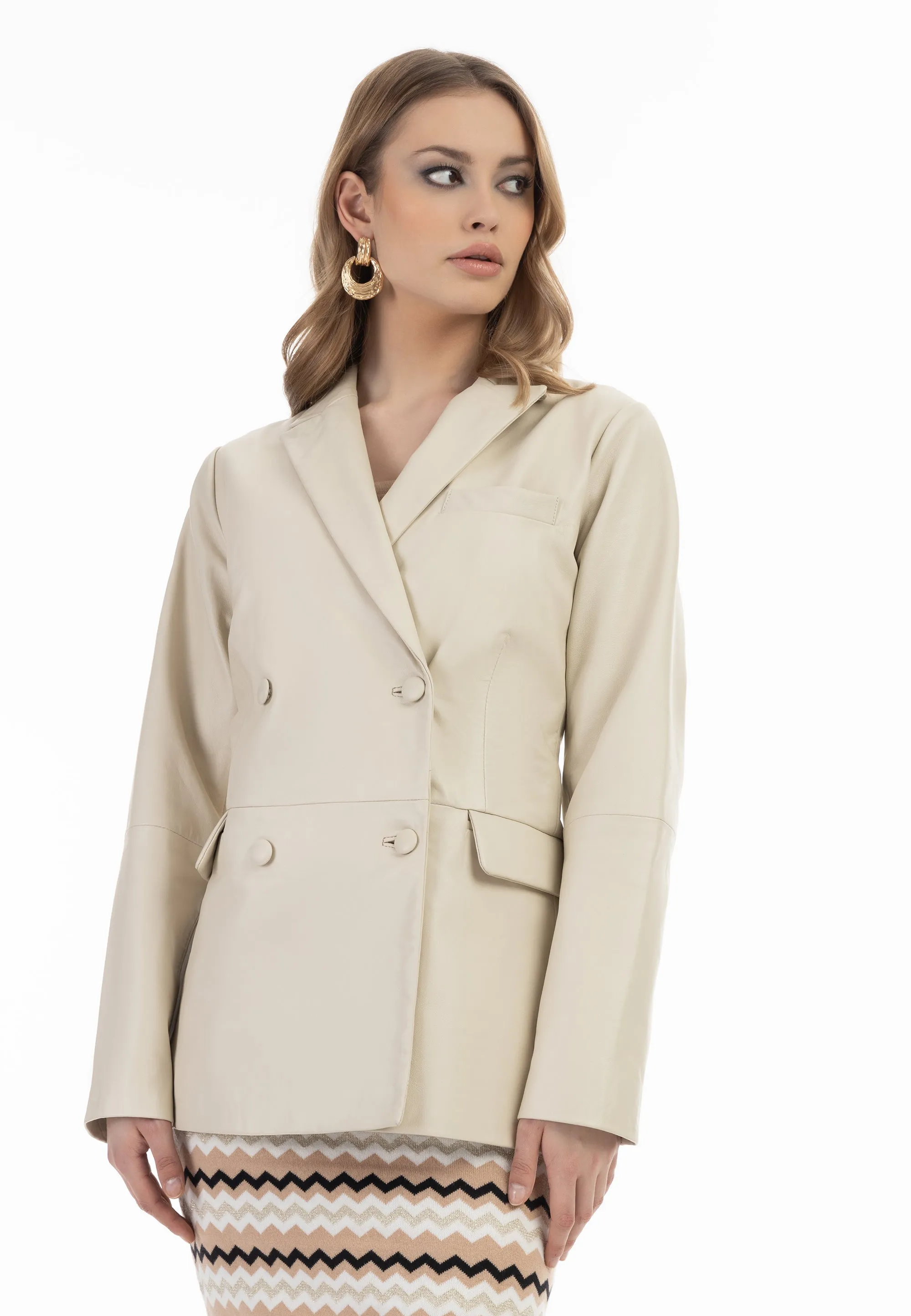 faina Women's Leather Blazer