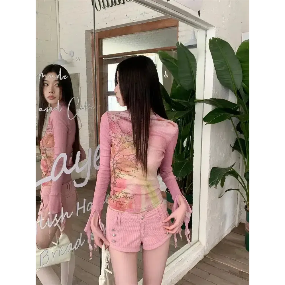 Fairy-Inspired Y2K Style Full Zip Jacket with Ruffled Cuffs