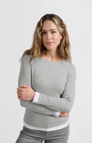 Faux double-layered top with contrasting trim details