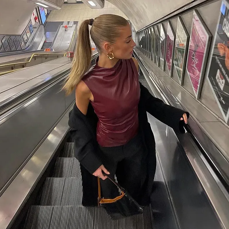 Faux Leather Sleeveless Top | Sleek & Edgy | Figure-Flattering Fit