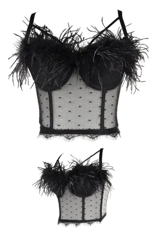 Feather & Lace Bustier Corset Top