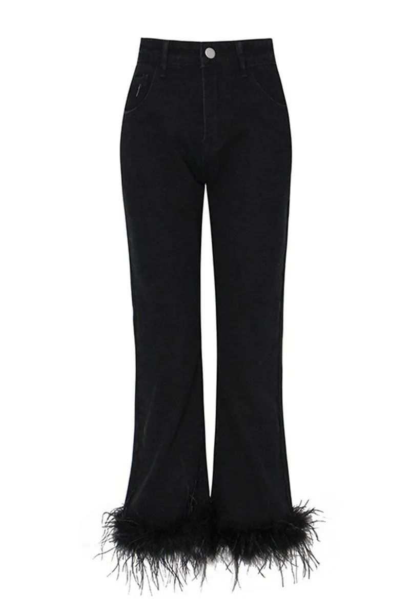 Feather Trim Jeans