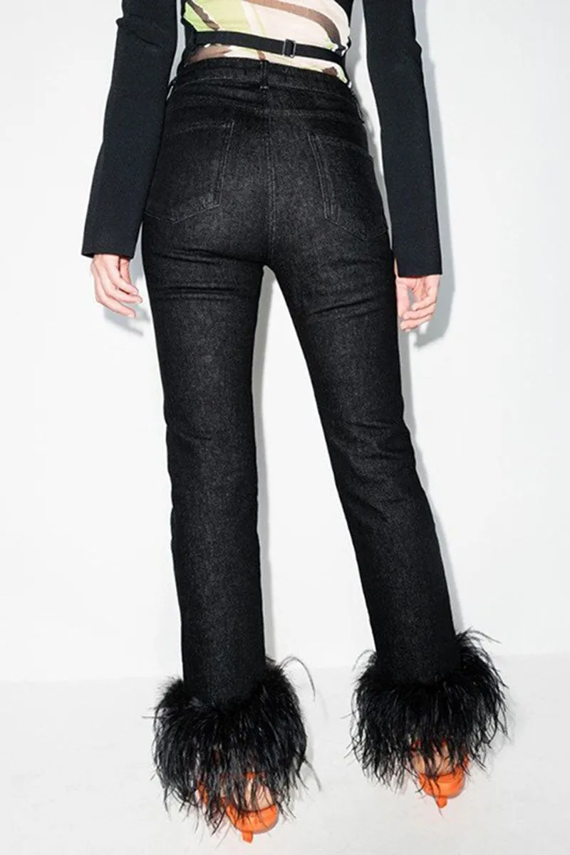 Feather Trim Jeans