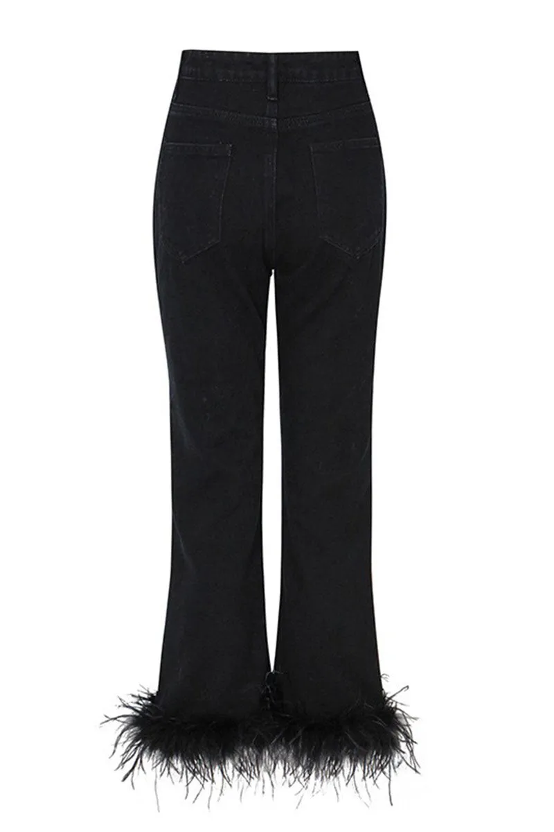 Feather Trim Jeans