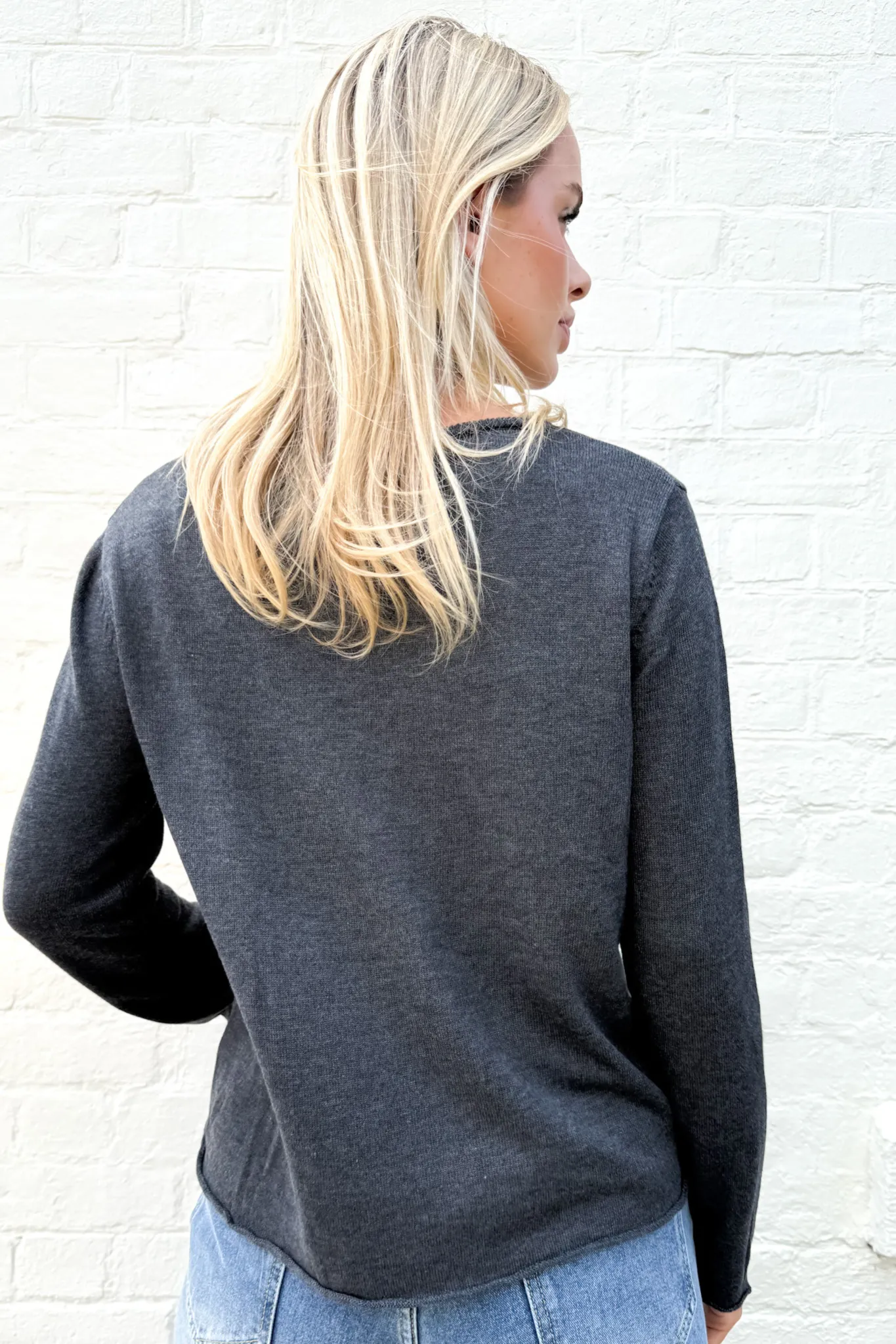 Fifi boatneck knit top - Charcoal