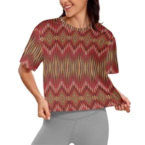 Fire Feather Red Women's Cropped T-shirt