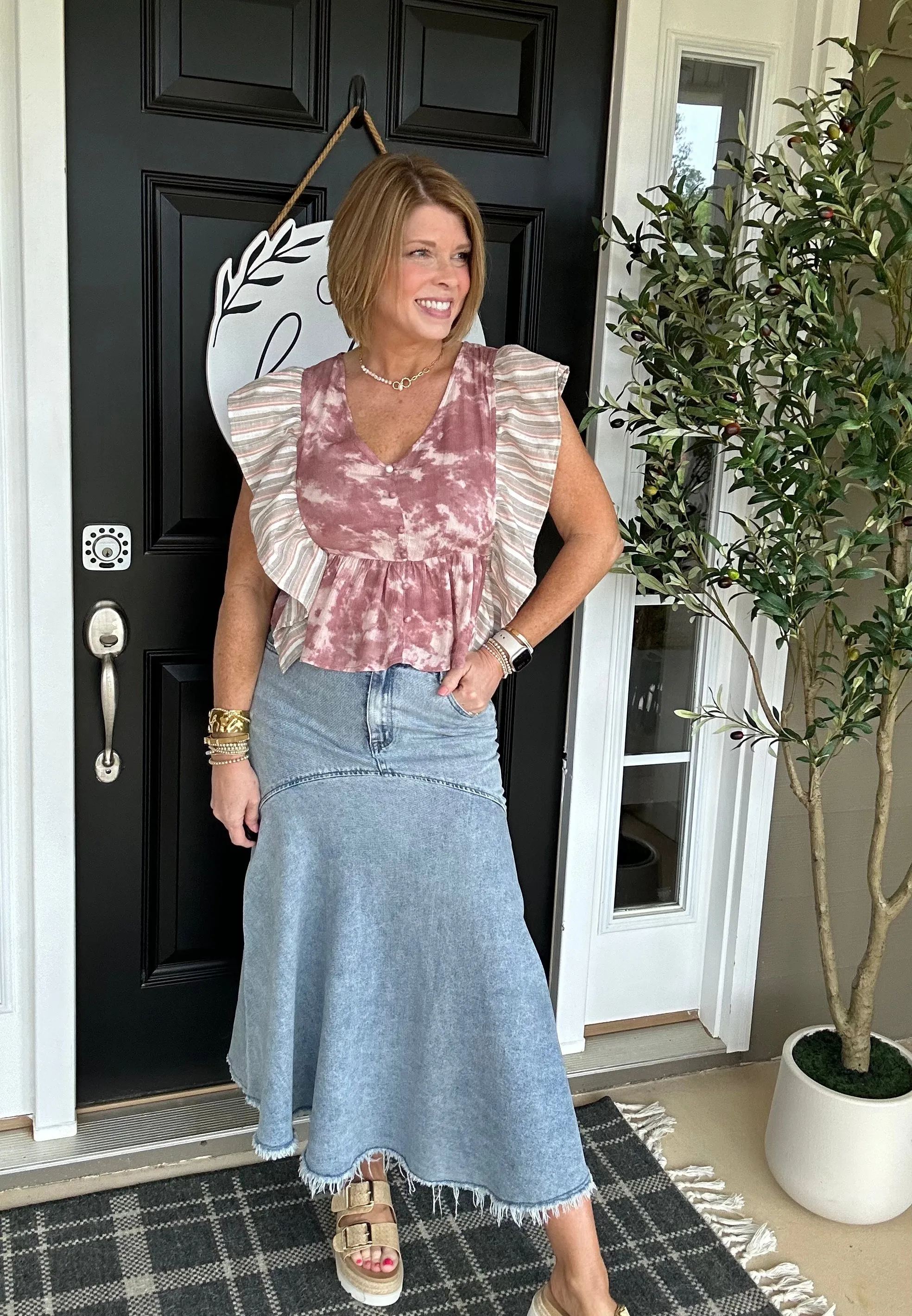 Fit & Flare Denim Skirt | Light Denim