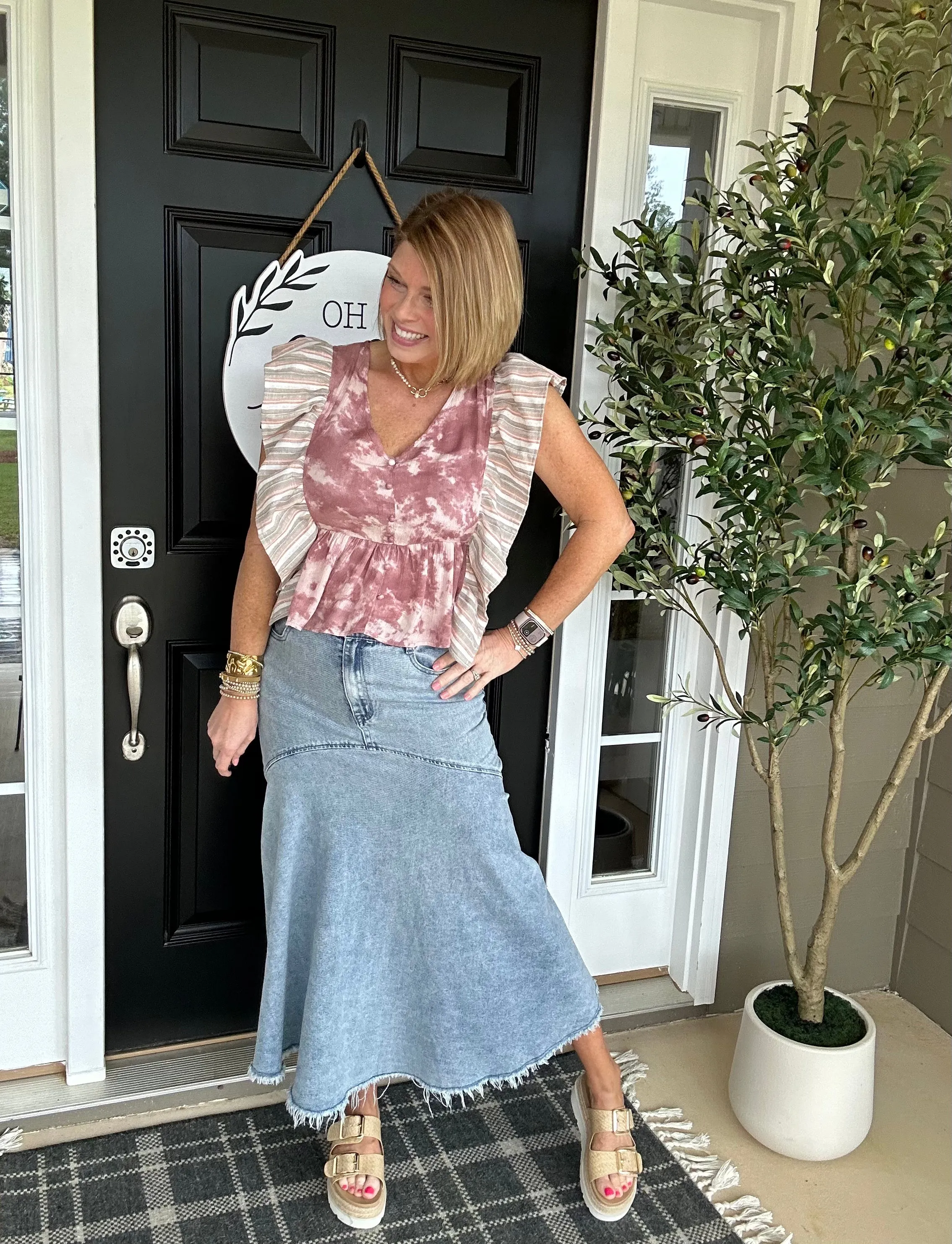 Fit & Flare Denim Skirt | Light Denim