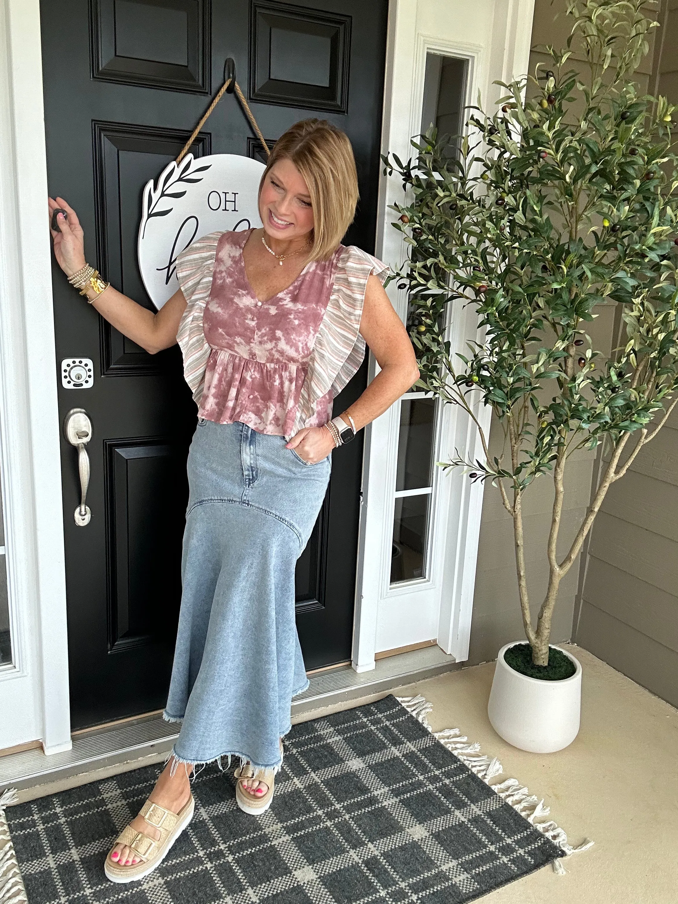 Fit & Flare Denim Skirt | Light Denim