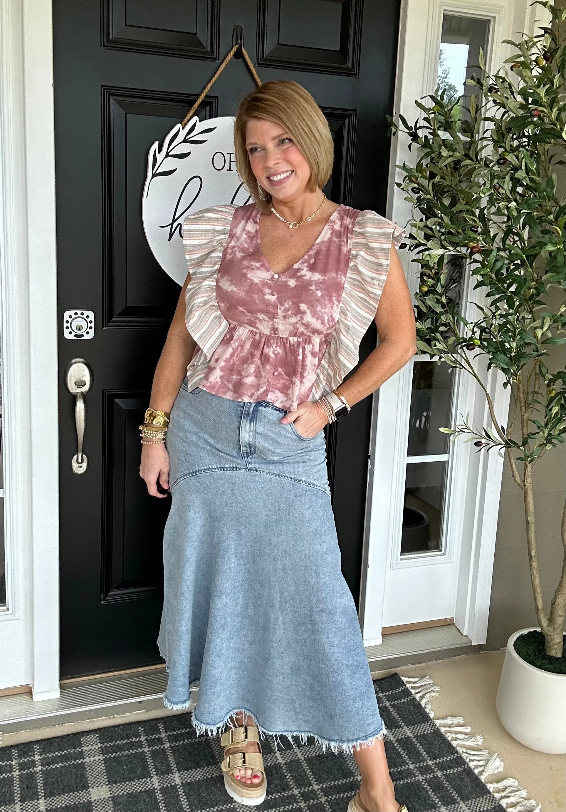 Fit & Flare Denim Skirt | Light Denim