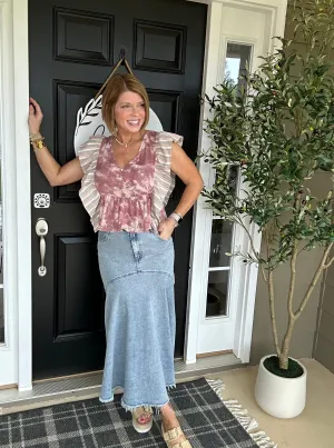 Fit & Flare Denim Skirt | Light Denim