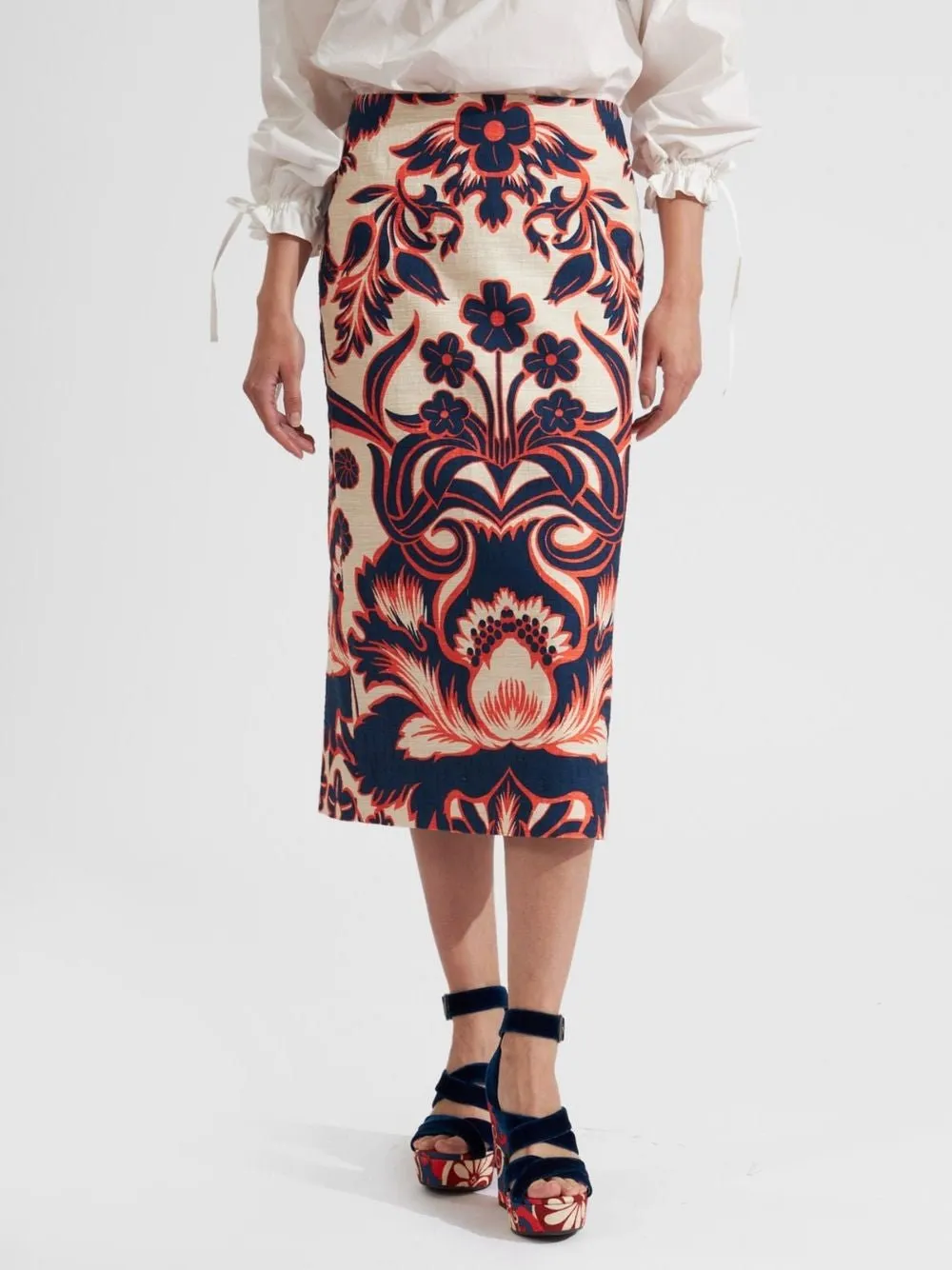 Floral-Print Pencil Skirt