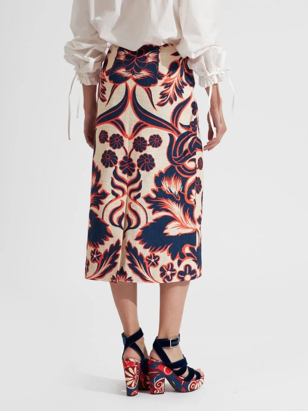 Floral-Print Pencil Skirt