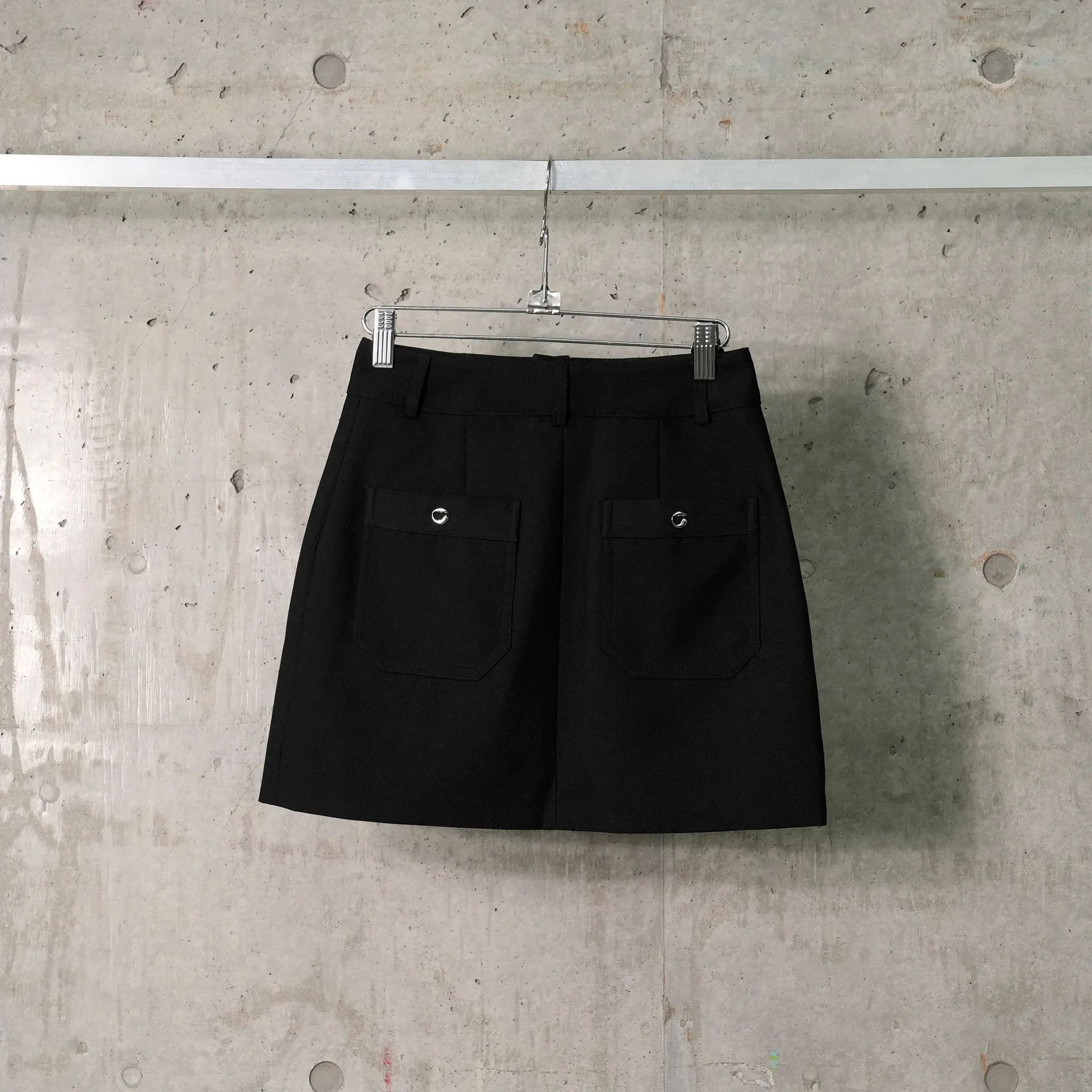 FOUR POCKET TAILORED MINI SKIRT / BLACK