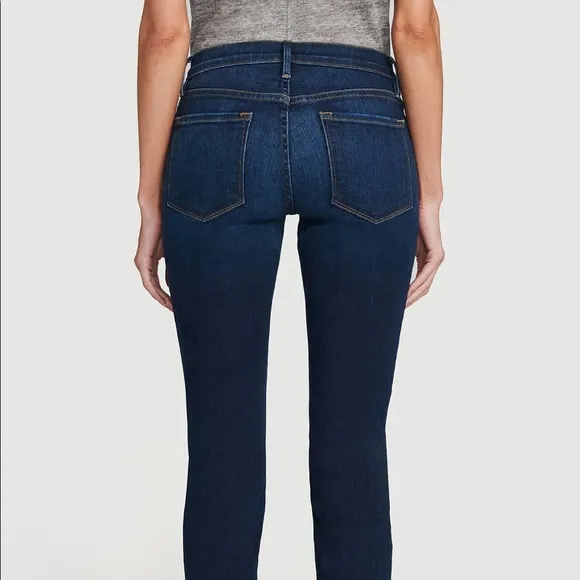 FRAME LE SKINNY DE JEANNE - AUGUSTA Dark índigo Stretch Jeans Organic Cotton 28