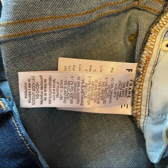 FRAME LE SKINNY DE JEANNE - AUGUSTA Dark índigo Stretch Jeans Organic Cotton 28