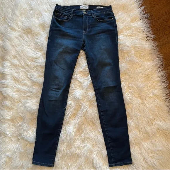FRAME LE SKINNY DE JEANNE - AUGUSTA Dark índigo Stretch Jeans Organic Cotton 28