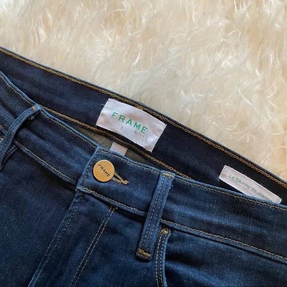 FRAME LE SKINNY DE JEANNE - AUGUSTA Dark índigo Stretch Jeans Organic Cotton 28