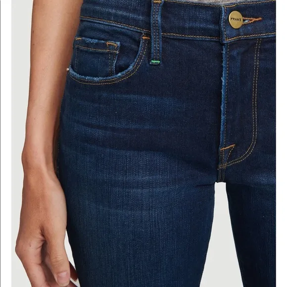 FRAME LE SKINNY DE JEANNE - AUGUSTA Dark índigo Stretch Jeans Organic Cotton 28