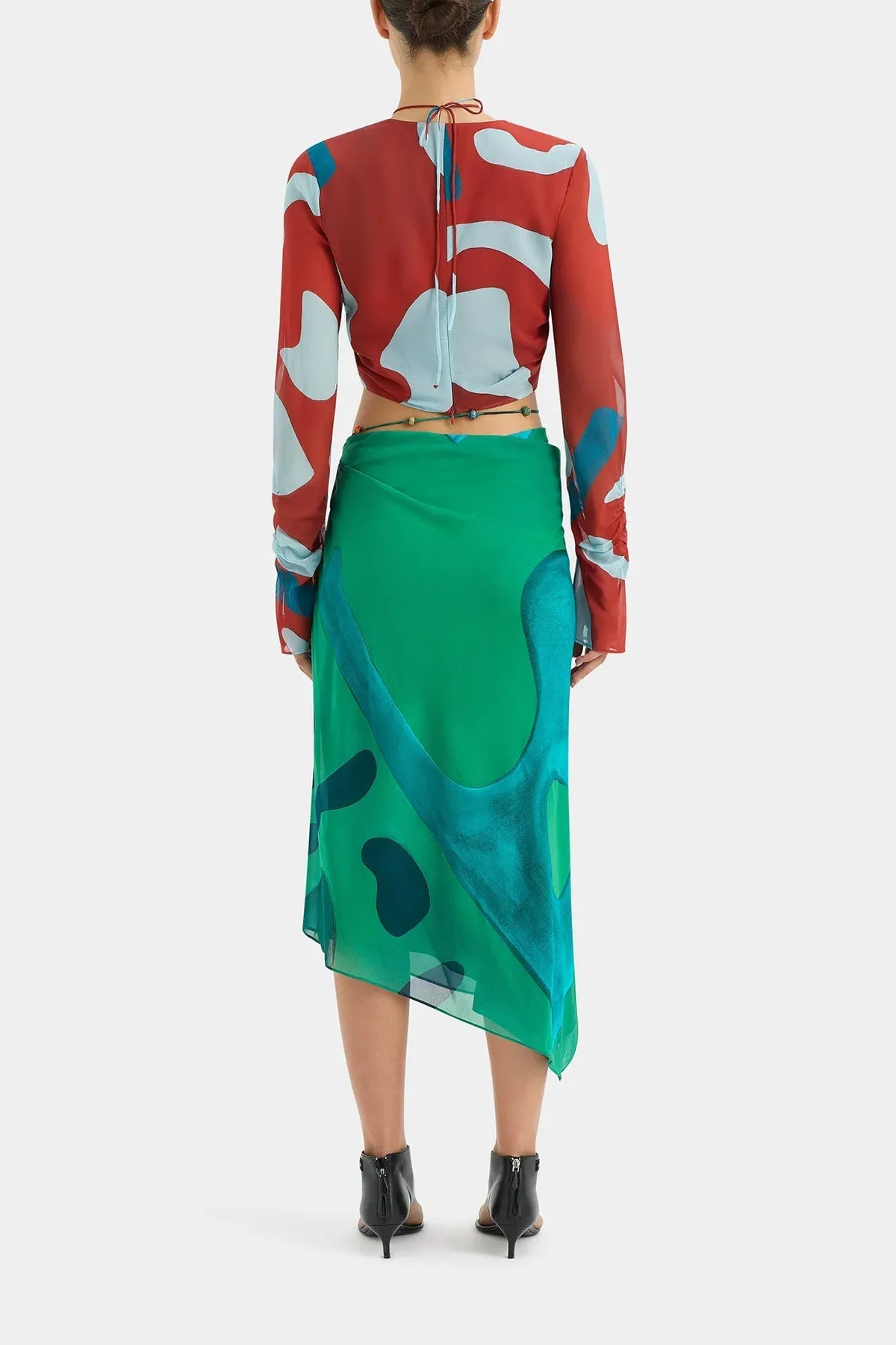 Frankie Bias Skirt in Emerald Reflection