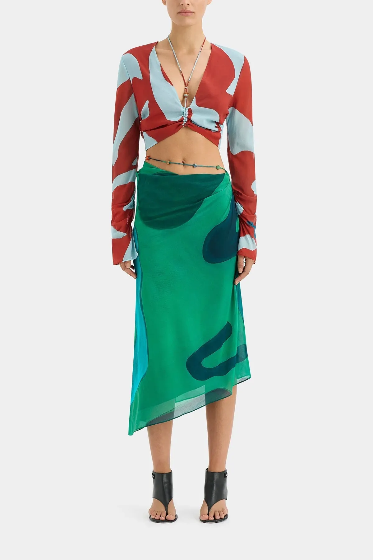 Frankie Bias Skirt in Emerald Reflection