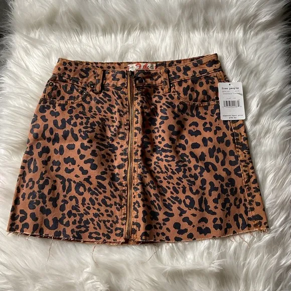 Free People Zip It Up Printed Mini Skirt