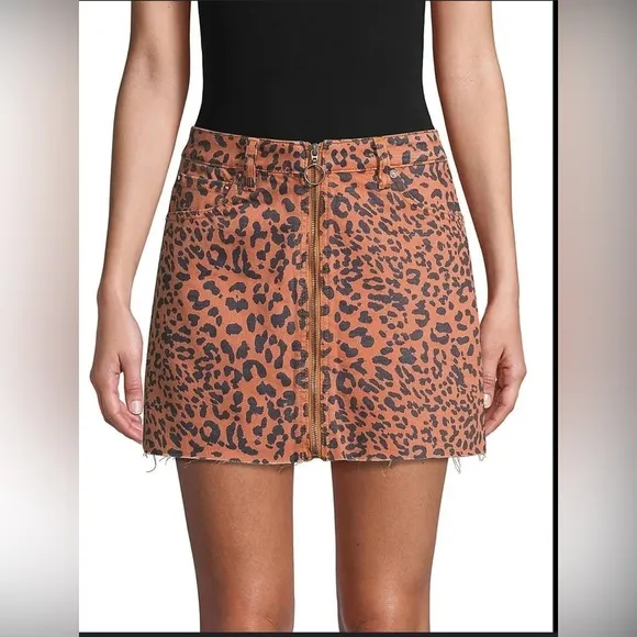 Free People Zip It Up Printed Mini Skirt