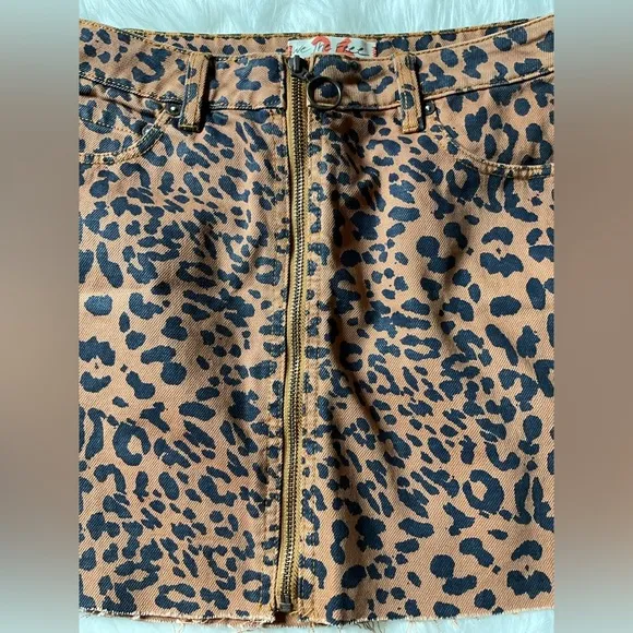 Free People Zip It Up Printed Mini Skirt