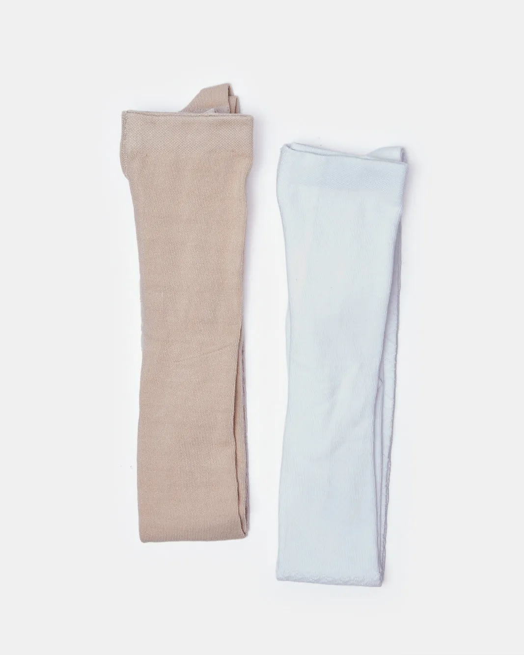 Girls Blue And Brown Printed Tights Set (Pack of 2)