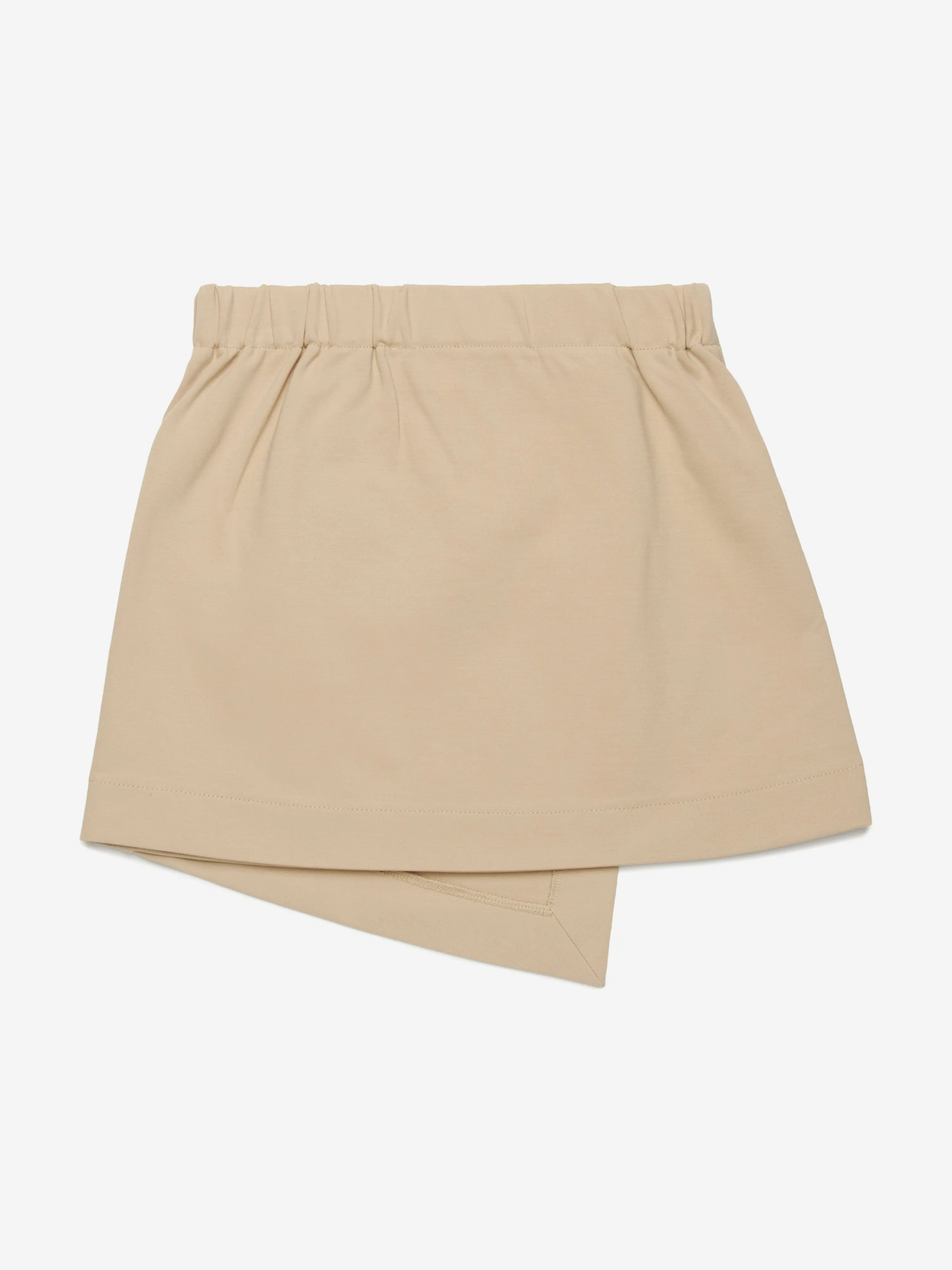 Girls Oval D Asymmetrical Wrap Skirt in Beige