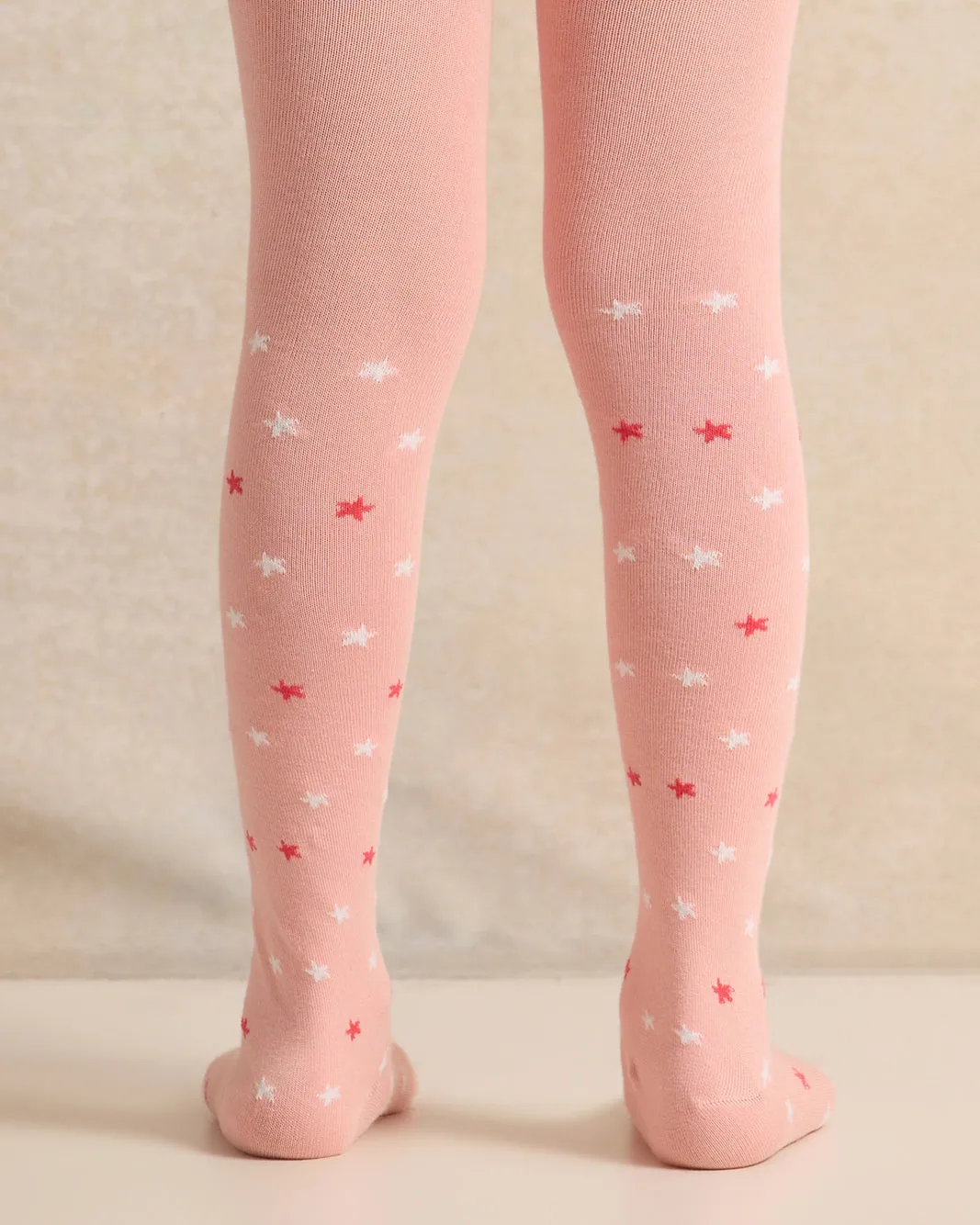 Girls Pink Heart Print Tights Set (Pack of 2)