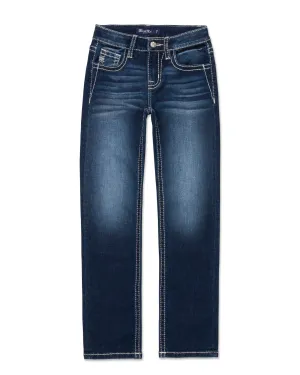Girls Silver Web Straight Jeans