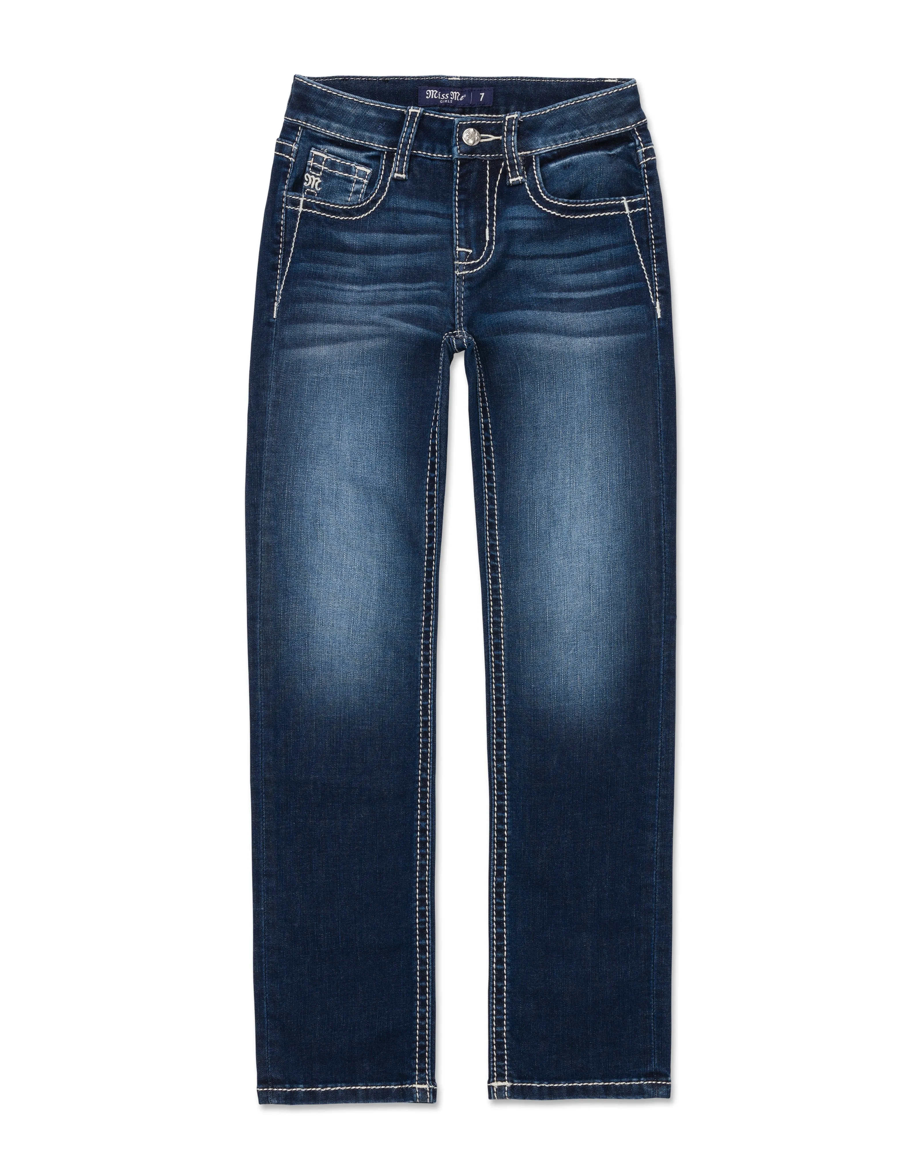 Girls Silver Web Straight Jeans