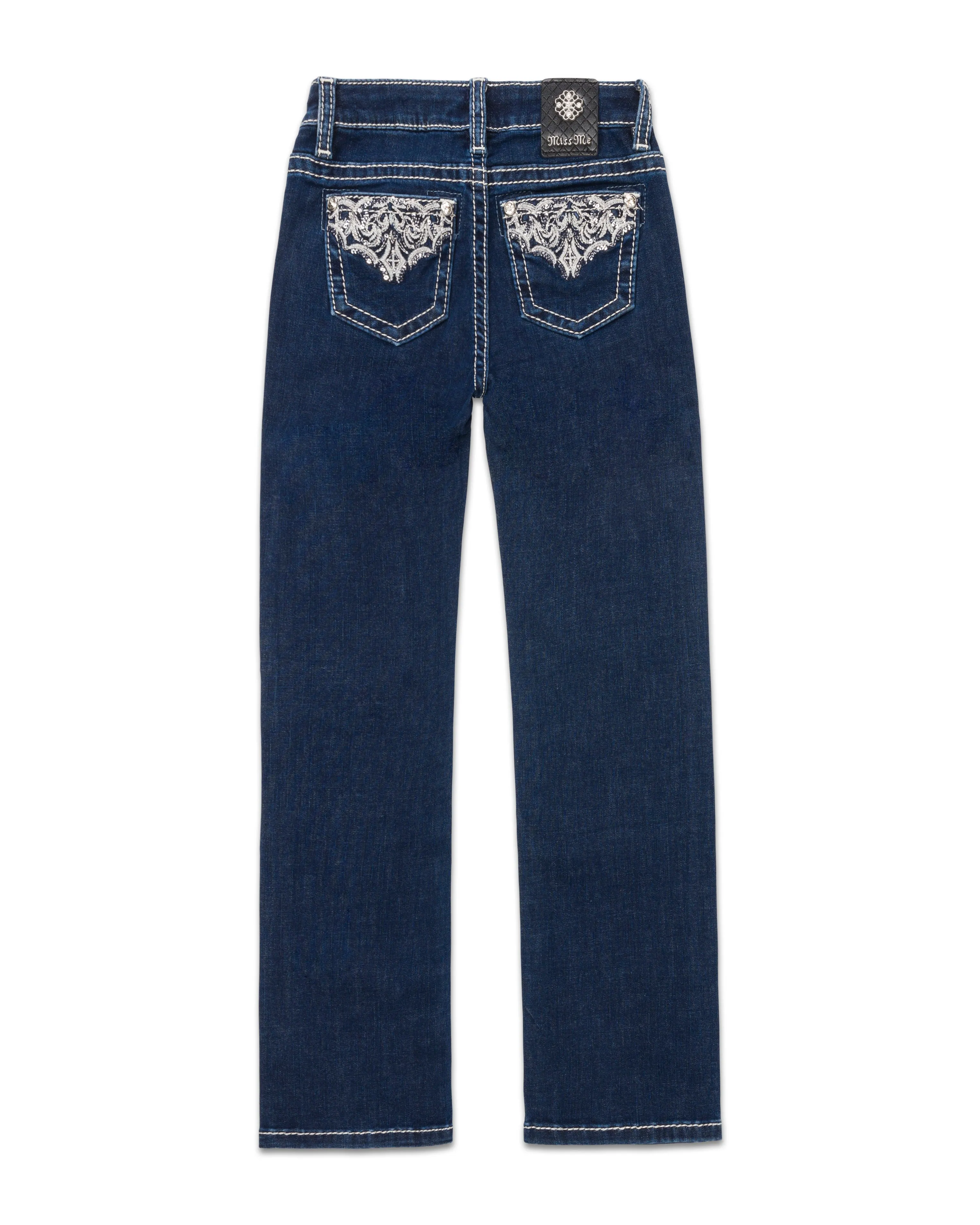 Girls Silver Web Straight Jeans